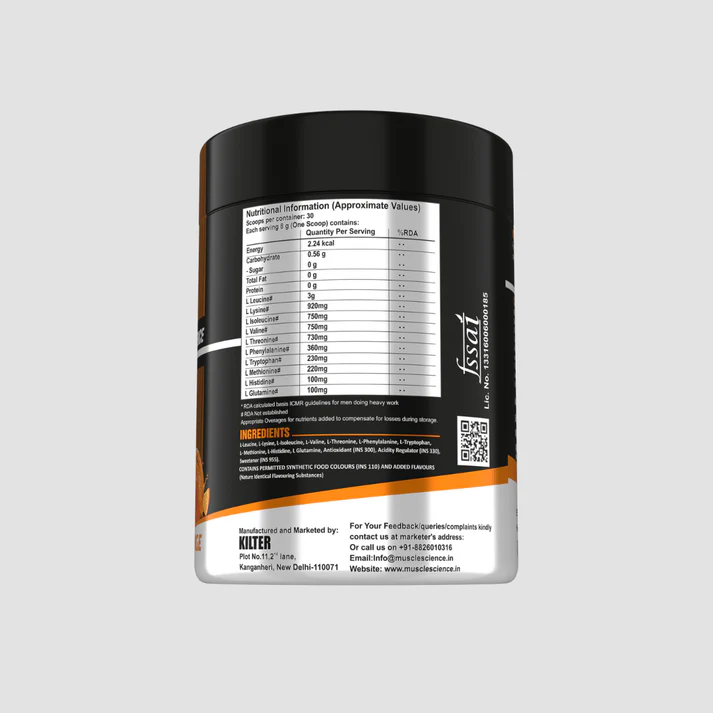 Muscle Science EAA+GLUTAMINE – 30 SERVINGS ORANGE - Image 2