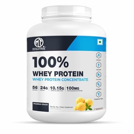 MuscleTrail 100% Whey Protein Concentrate, 2kg, 24g Protein per Serving | 2kg