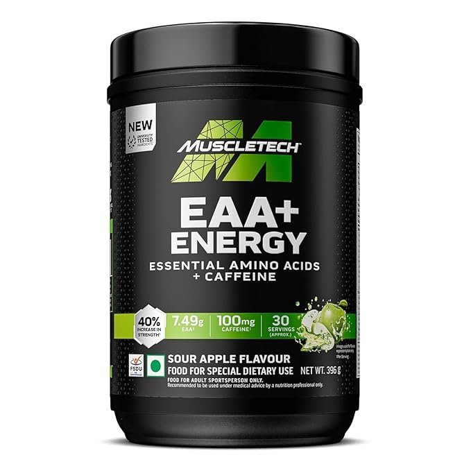 MuscleTech Eaa + Energy | Essential Amino Acids + 100Mg Caffeine | Replenish Electrolytes | Ultimate Recovery 7.4 grams Eaa | 4.5 grams Bcaa | 3 grams Leucine | 30 Servings
