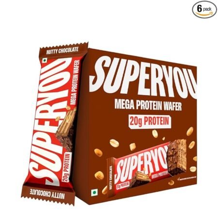 Superyou Nutty Chocolate Mega Protein Wafer Bar (Pack of 6) 20G Protein