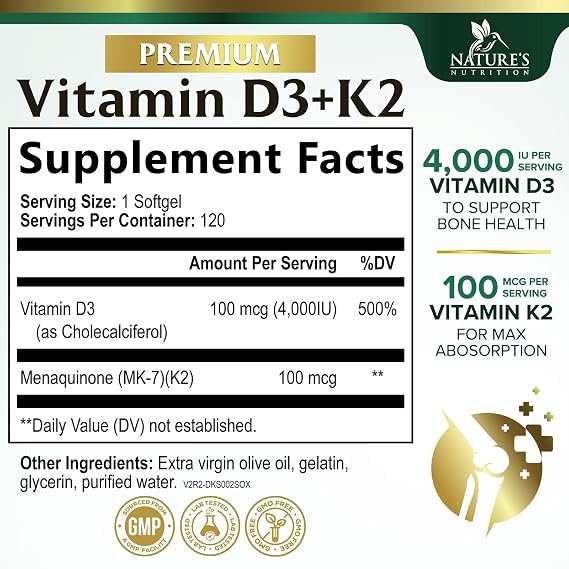 Applied NutritionD3+K2 4000IU, 100 MEG | 120 Softgels - Image 2