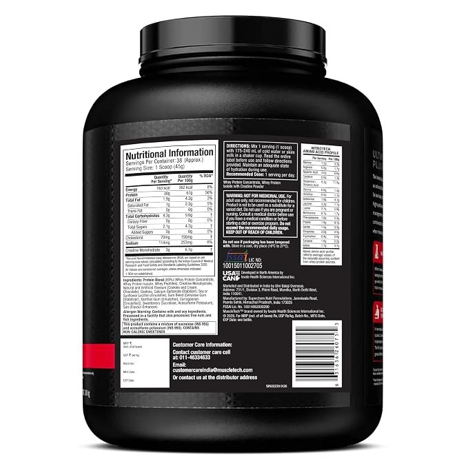 MuscleTech Nitro-Tech Whey Protein | 1.72kg (3.8lbs) - Image 2