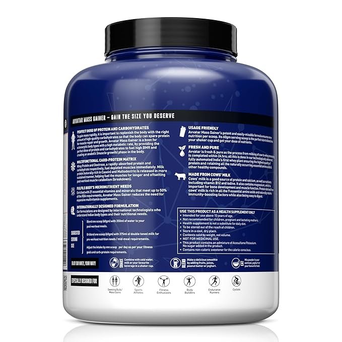 Avvatar Mass Gainer | 2 Kg | 45.6g Protein | 33 Servings - Image 2