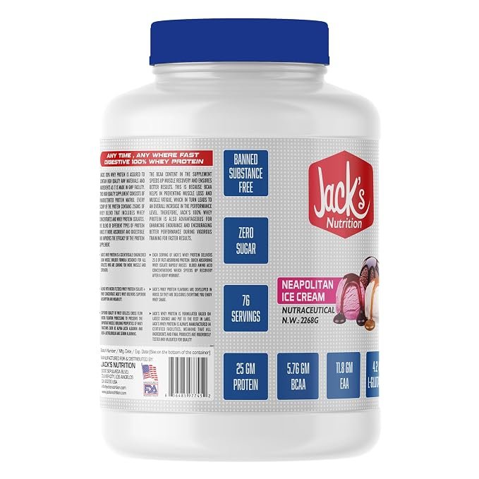 JACK'S NUTRITION Whey Protein 5Lb/2.27Kg | 25g Protein - Image 2