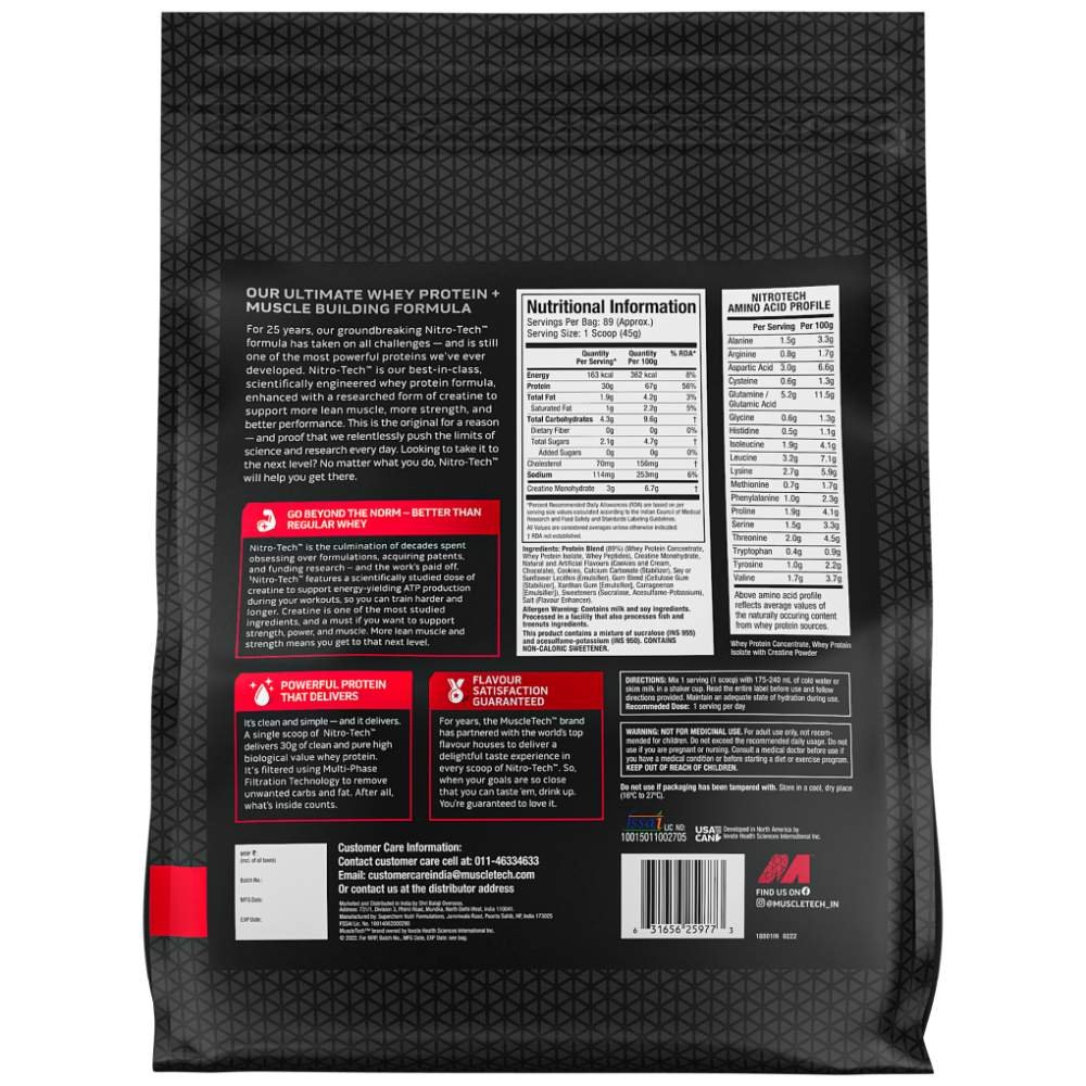 MuscleTech NitroTech Whey Protein | 4 kg (8.8 lb) - Image 2
